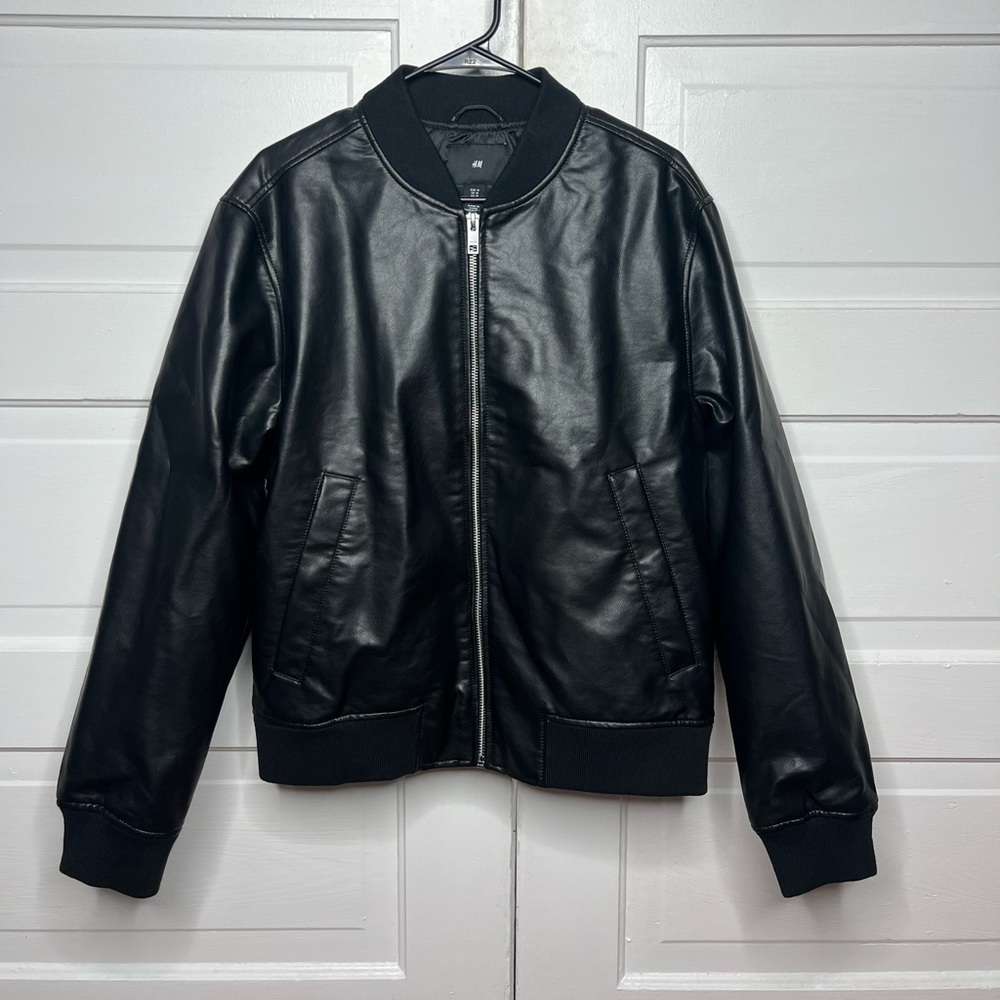 H&M black leather Bomber jacket size M with tags